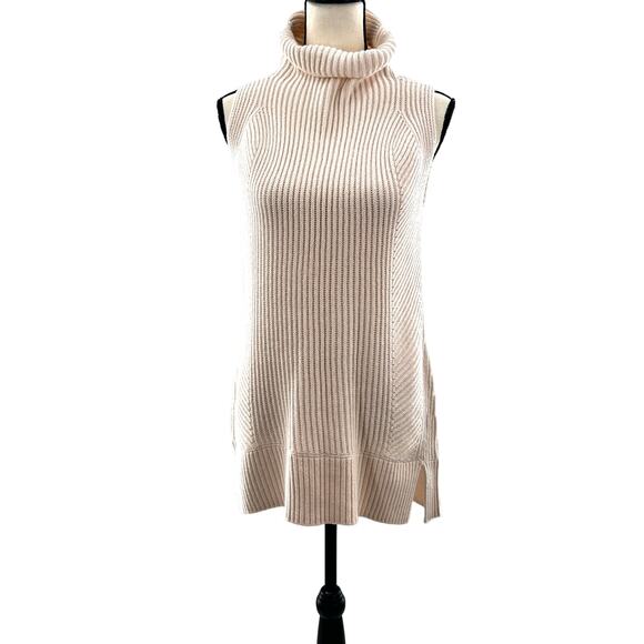 Vince Sleeveless Turtleneck Sweater S White Cream Wool Cashmere Capsule Knit - Picture 3 of 9